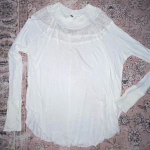 Waffle and lace free people, long sleeve tee